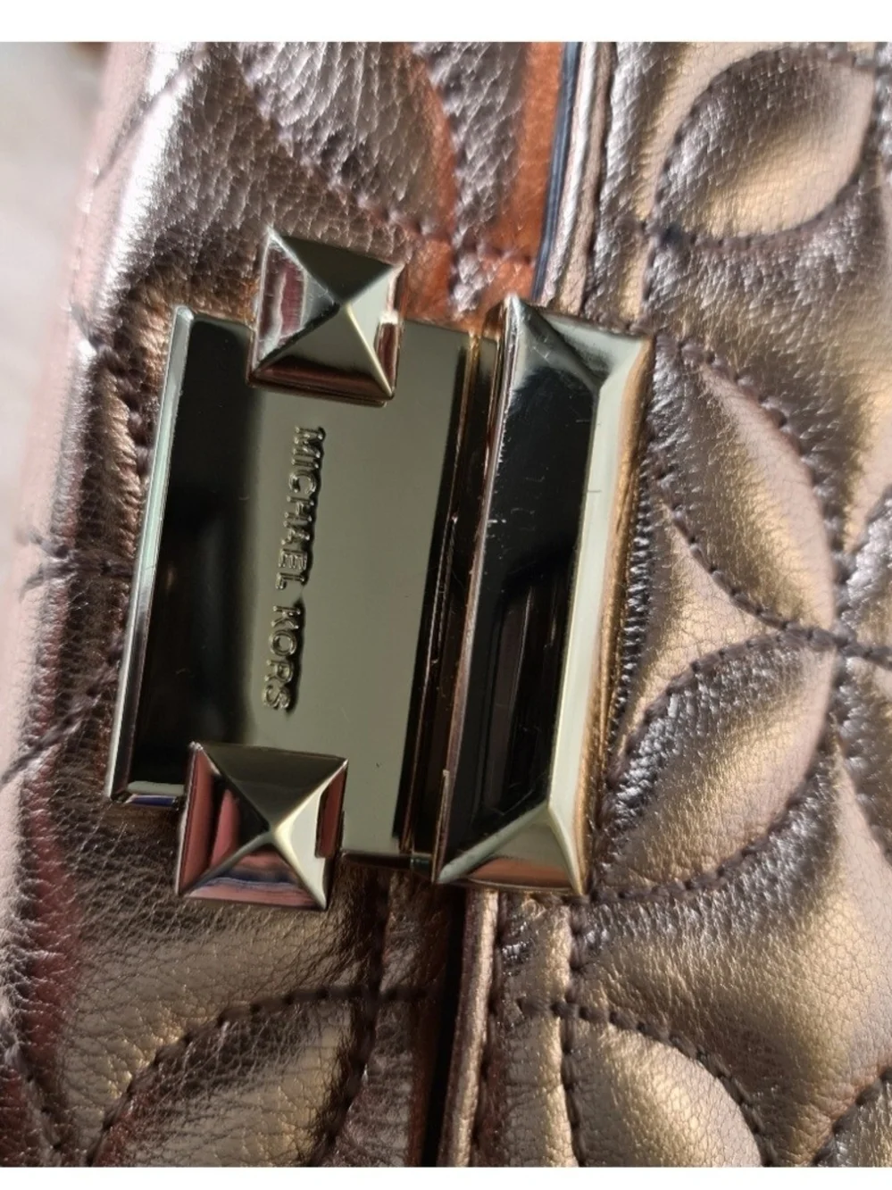 NWOT Michael Kors Metallic Rose Gold Quilted Chain Shoulder Crossbody